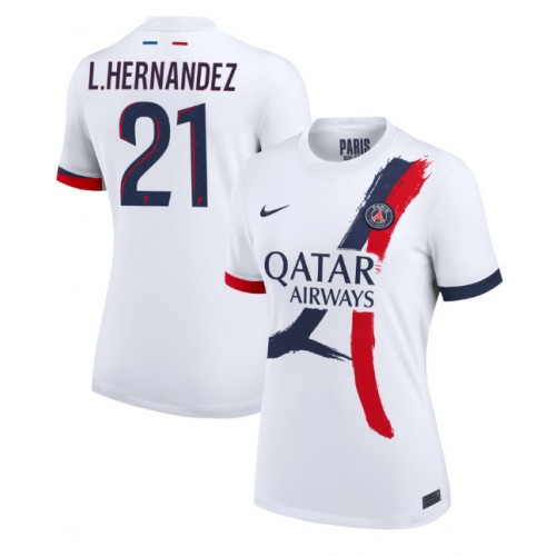 Fotballdrakt Dame Paris Saint-Germain Lucas Hernandez #21 Bortedrakt 2024-25 Kortermet